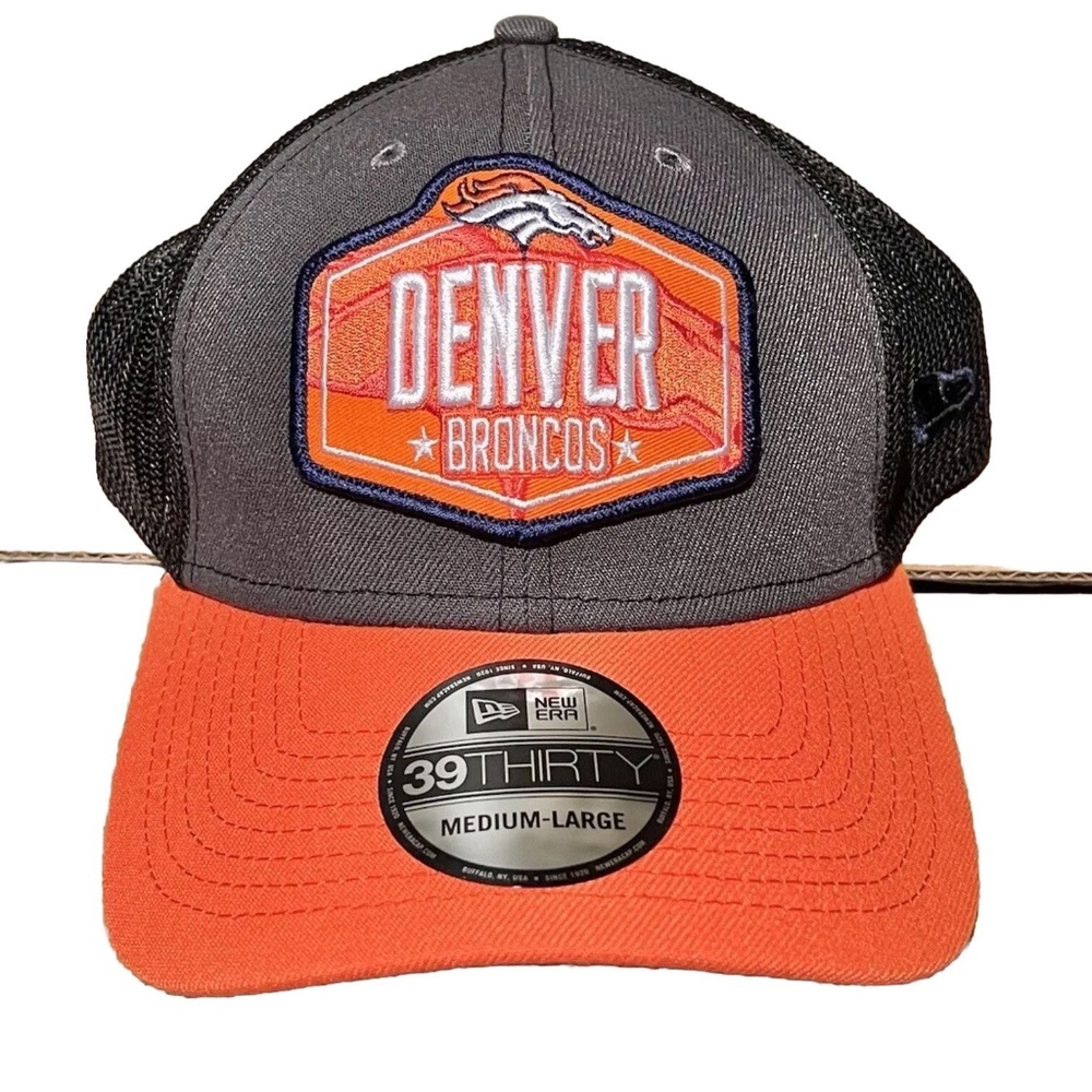 DENVER BRONCOS (NEW ERA 3930) FLEX FIT "DRAFT" HAT (MED/LRG) NWT TEAM COLORS